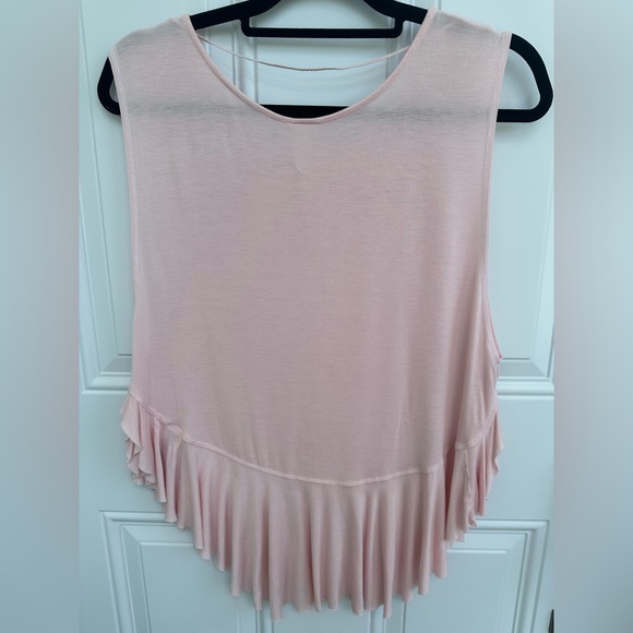 Free People We The Free Uptown Pink Sleeveless Ruffle V-Hem Tank Top Medium - Picture 4 of 10